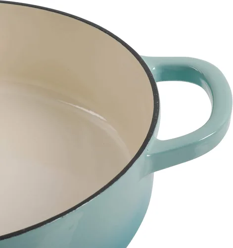 Miniatura 4 de Crock Pot Artisan - Cacerola de hierro fundido esmaltado con tapa, 5 cuartos de galón, azul aguamarina