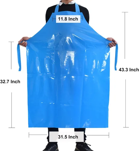 Miniatura 4 de ELEBOX Delantal impermeable a prueba de aceite delantal utilitario delantal resistente a productos químicos con manga delantal de trabajo ultra Azul