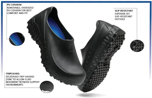 Miniatura 9 de Shoes for Crews Unisex Slip-Resistant Work Clogs - Comfortable, Non-Slip Work Shoes for Men & Women in Food Service, Healthcare, Hospitality - Negro