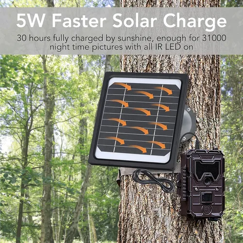 Miniatura 2 de Panel solar de 5 W y 12 V para cámara de rastro con batería recargable de 5200 mAh - Kit de cargador solar impermeable IP65, fuente de alimentación