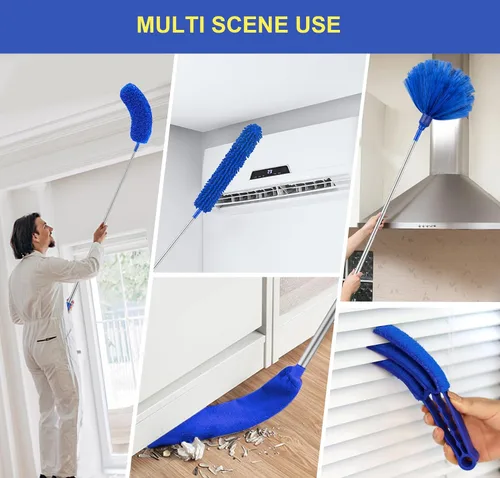 Miniatura 4 de Plumeros para limpieza, plumero Newliton con poste de extensión, plumero de microfibra para ventilador de techo y telarañas, plumero largo