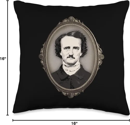 Miniatura 4 de Victorian Goth Gothic Frame Edgar Allan Poe Gifts Almohada estilo gótico victoriano Edgar Allan Poe, 16 x 16 pulgadas, multicolor