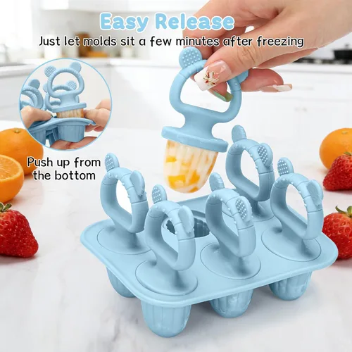 Miniatura 4 de Moldes de silicona para paletas para bebés con palitos, moldes de mini paletas para bebés de leche materna para aliviar la dentición