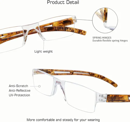Miniatura 2 de VisionGlobal 2 pares de gafas de lectura, gafas con bloqueo de luz azul, gafas de lectura para computadora para mujeres y hombres, montura cuadrada