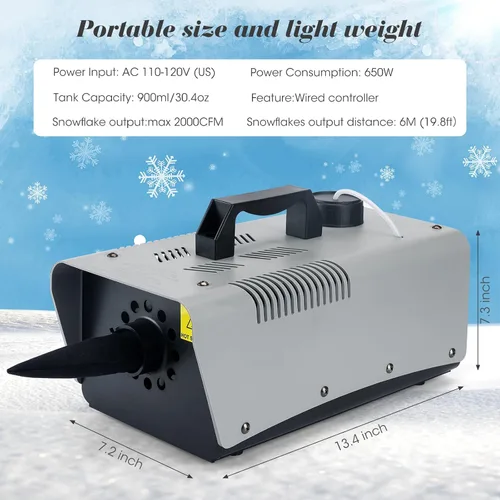 Miniatura 2 de blessny Máquina de nieve de alta velocidad, control remoto con cable, portátil, máquina de copo de nieve artificial de alta calidad para fiestas