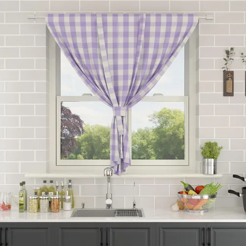 Miniatura 258 de Cenefas de cortina para ventana de 16 pulgadas de largo, 2 paneles de cuadros búfalo, cortinas pequeñas con bolsillo para barra, estilo clásico