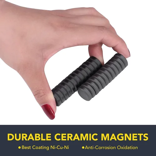 Miniatura 3 de TRYMAG Imanes para manualidades con respaldo adhesivo, imanes redondos de disco de 0.79 pulgadas (20mm) de cerámica circular, imanes de ferrita