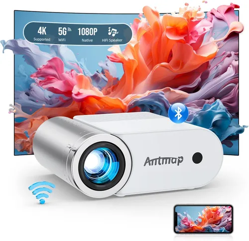 Miniatura 11 de Mini proyector con WiFi y Bluetooth, proyector de película portátil para iPhone, compatible con 1080P con altavoz de 3 W, para cine en casa al aire
