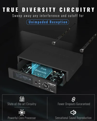 Miniatura 4 de Phenyx Pro Sistema de micrófono inalámbrico True Diversity PTU-1U con micrófono de mano