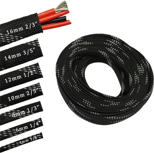 Miniatura 18 de Funda de cable de alambre expandible PET de 30 pies (1/2 pulgada, negro)