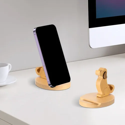 Miniatura 9 de Didiseaon Soporte de madera para teléfono celular con forma de cachorro, soporte para teléfono inteligente, soporte para tableta, soporte manos