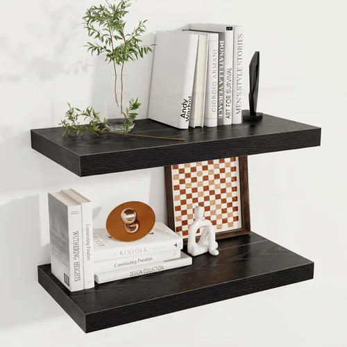 Miniatura 48 de Fun Memories Estantes flotantes de 12 pulgadas de profundidad, estantes de pared de madera de 16 x 12 pulgadas, estante de almacenamiento rústico