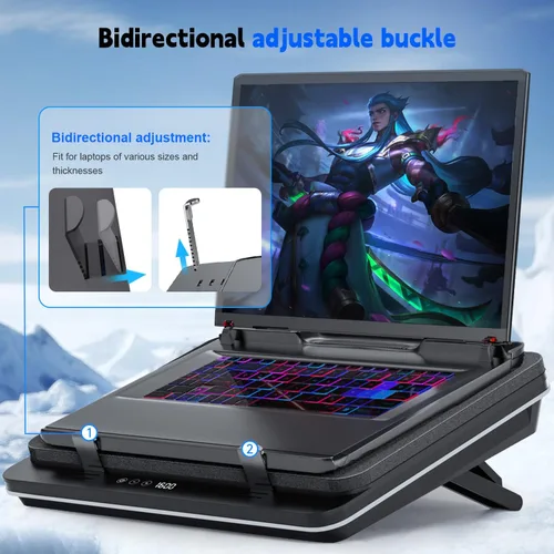 Miniatura 4 de IETS GT600 Almohadilla de enfriamiento para laptop equipada con turboventilador gigante (14 cm de diámetro), espuma sellada para enfriamiento rápido