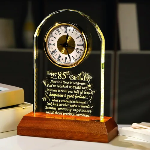 Miniatura 17 de Ornalrist Reloj de cuarzo de cristal de feliz cumpleaños número 100 para hombres y mujeres, regalo de cumpleaños de 100 años para padres, abuela