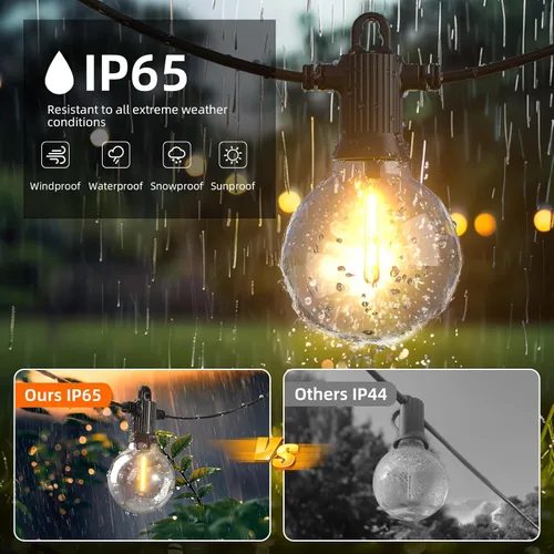 Miniatura 3 de Kawaya Tira de luces LED de 240 pies para exteriores, impermeable, regulable, G40, globo G40, iluminación para exteriores con 120 + 4 bombillas