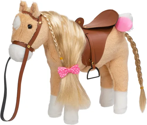 HollyHOME Caballo Palomino de Peluche Animal Bonito Poni Juguete de Peluche Juego de Simulación Caballo 11 pulgadas Beige