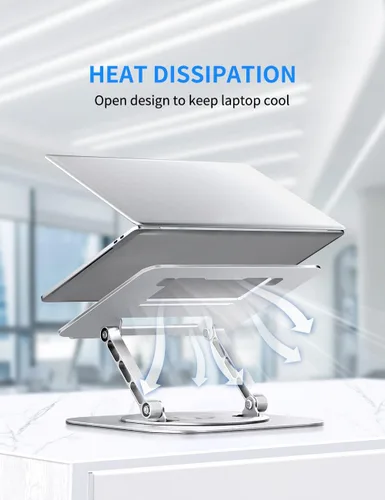 Miniatura 5 de AOEVI Soporte ajustable para computadora con base giratoria de 360°, elevador ergonómico plegable para computadora portátil para escritorio