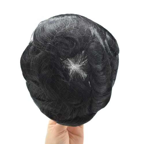 Miniatura 5 de Toupee - Sistema de cabello humano de repuesto para hombre, pieza de cabello humano con bucle en V de poliuretano de 0.002 in, peluca de piel fina