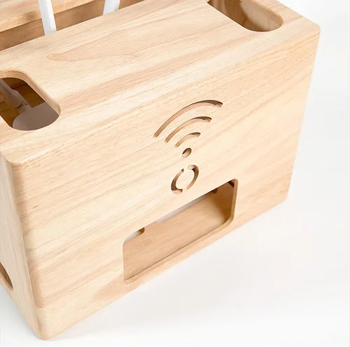 Miniatura 5 de Cable Organizer Box Wooden Power Cable Box Wireless Router Rack Home Office Power Strip Storage Box Double-Layer Cable Management Box, Hide
