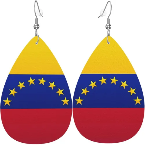 Miniatura 26 de Pendientes de bandera de país en forma de lágrima para mujer, ligeros, de cuero, colgantes, joyería patriótica para regalos