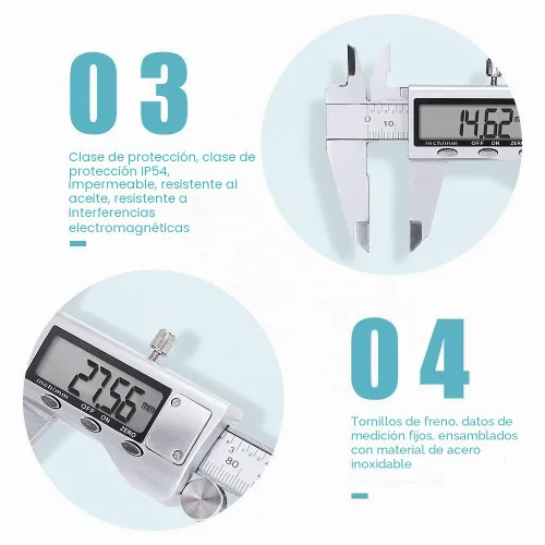 Miniatura 4 de Herramienta de medición de calibrador digital, micrómetro digital de calibre Vernier de acero inoxidable con pantalla LCD grande, herramienta
