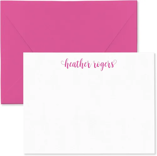 Miniatura 17 de Tarjetas de notas estacionarias personalizadas y sobres para mujeres con nombre en letra cursiva minúscula, elija colores de tinta y sobres