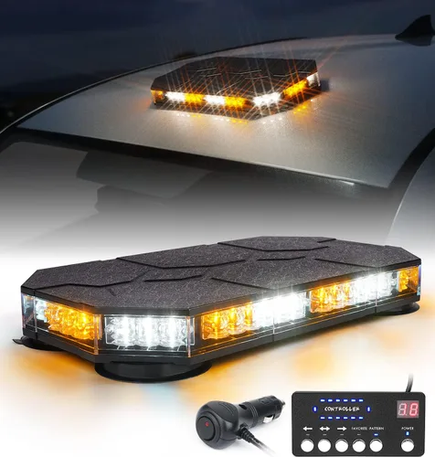 LUMENIX - Barra de luces estroboscópicas LED de techo con controlador magnético, luz intermitente de advertencia y tráfico de emergencia, para