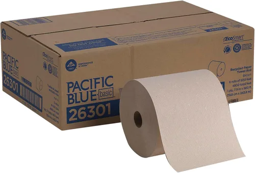 Rollos de papel reciclado Pacific Blue Basic de Georgia-Pacific por GP PRO (Georgia-Pacific); color marrón; 26301; 800 pies por rollo; 6 rollos por