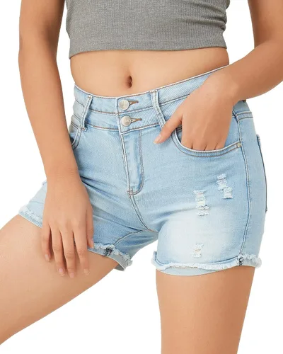 Miniatura 3 de PHOENISING - Shorts elásticos de mezclilla para mujer talla 2 a 16