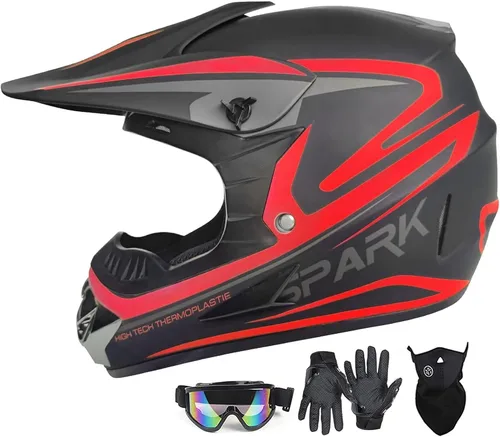 Miniatura 7 de Casco de motocross para adultos jóvenes, motocross, anticolisión, de cara completa, aprobado por DOT, BMX, descenso, todoterreno, casco de bicicleta
