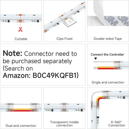 Miniatura 6 de BTF-LIGHTING FCOB WS2811 IC RGB Tira de LED COB 864LED/m Flexible Alta Densidad Luz Uniforme de Perseguida de Color DC12V 5 m 24IC/m 12mm de Ancho