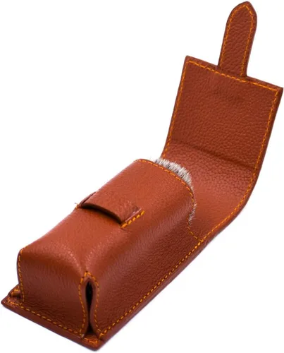Miniatura 4 de Parker - Funda de piel auténtica para cepillo de afeitado de viaje, color marrón sillín, funda protectora hecha a mano para cepillos de afeitado