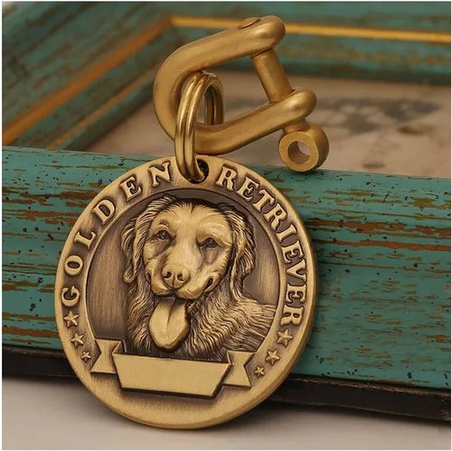Miniatura 32 de Etiquetas de identificación para mascotas de cobre puro, etiquetas de nombre de perro personalizadas en relieve 3D con letras personalizadas