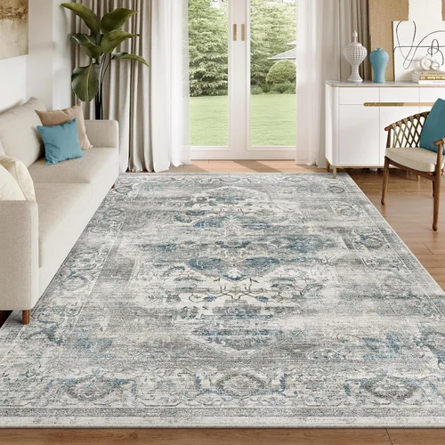 Miniatura 35 de Alfombra de pasillo lavable de 2 x 6 pies - Alfombras de cocina con respaldo antideslizante vintage suave estilo granja, alfombra de entrada