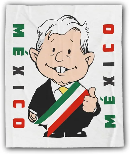 Miniatura 7 de MEXICANDOO AMLO - Manta de terciopelo con estampado de dibujos animados Amlito en un lado, manta ligera de felpa (Frazada de AMLO Cobija), tamaño 50