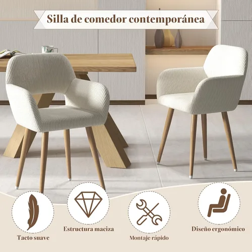 Miniatura 8 de Juego de 1 silla de escritorio para oficina en casa, silla de tocador de tela de pana para maquillaje con respaldo hueco, cómodo sillón con marco