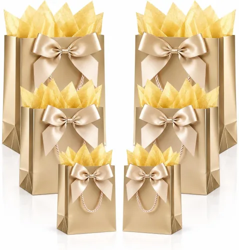 Miniatura 11 de Offizon 12 bolsas de regalo negras, bolsas de regalo con papel de seda