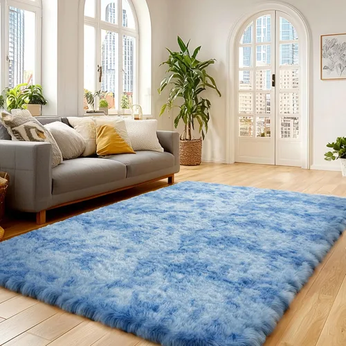 Miniatura 16 de Andency Alfombras suaves color burdeos para sala de estar, dormitorio, 5 x 8 pies, alfombra de noche lanuda esponjosa, antideslizante, alfombra