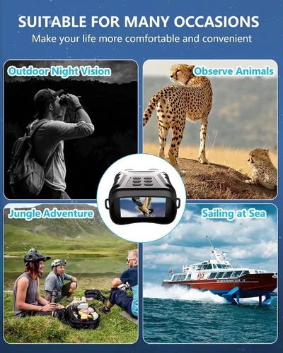 Miniatura 7 de Gafas de visión nocturna 4K, binoculares, regalo para hombres y adultos, zoom digital 8X, potente luz IR ajustable, visión de hasta 1312 pies
