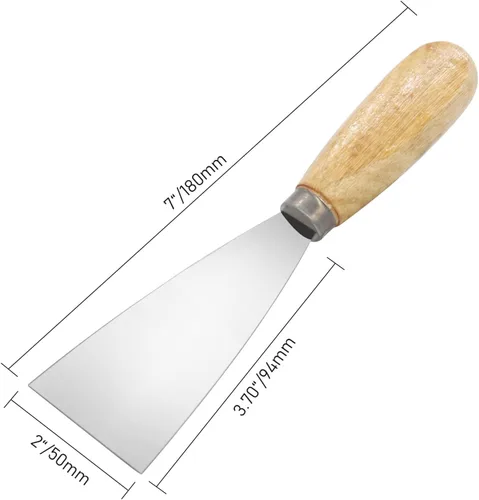 Miniatura 2 de Cuchillo de masilla, raspador de metal de 2 pulgadas, cuchillos de mango de madera para paneles de yeso, calcomanías, papel de pared, parches