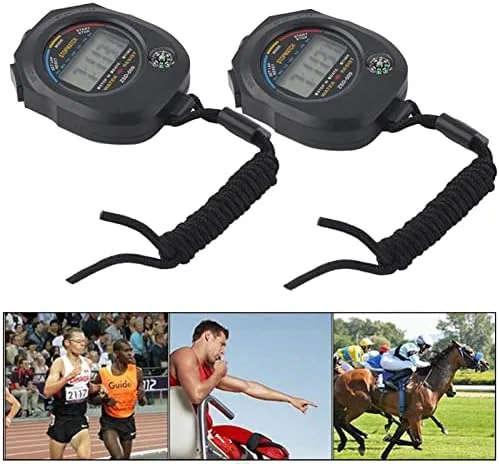 Miniatura 2 de Cronómetro digital LCD, paquete de 2, temporizador deportivo con calendario y pantalla de alarma para carreras, correr, nadar