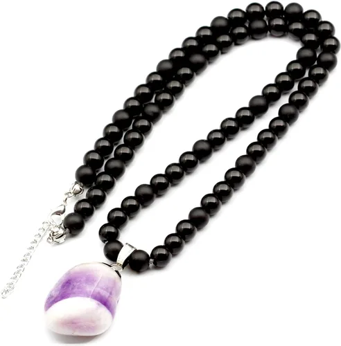 Miniatura 6 de Colgante de turmalina cruda natural, Collar de cuentas de ónix negro genuino, Collar de piedra negra, Collar de piedras preciosas, Cuentas de 0.315