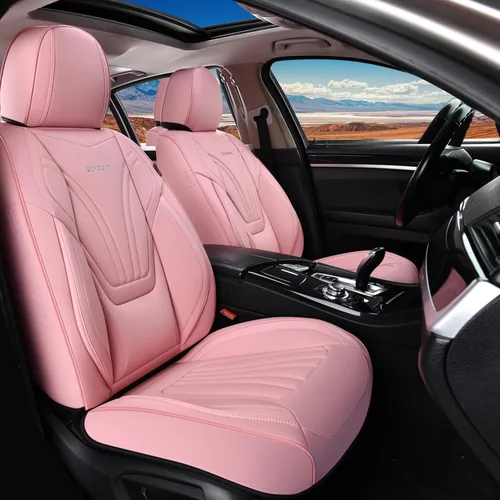 Miniatura 35 de Coverado Fundas para Asientos de Coche, Protector de Asiento con Soporte Lumbar y Reposacabezas Removible, Cojín de Asiento de Piel Transpirable