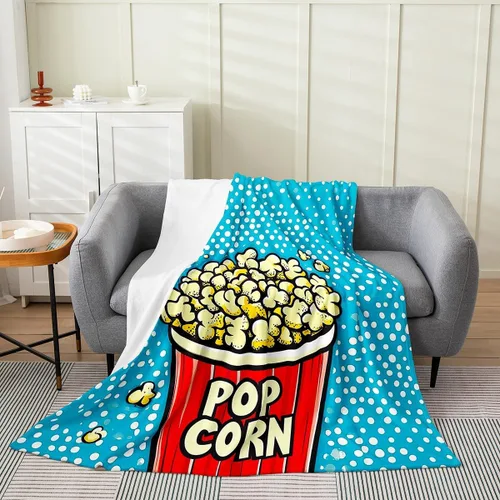Miniatura 29 de Feelyou Manta de felpa para cine, manta de franela con patrón de palomitas de maíz para niños, niñas, adolescentes, póster de cine para todas