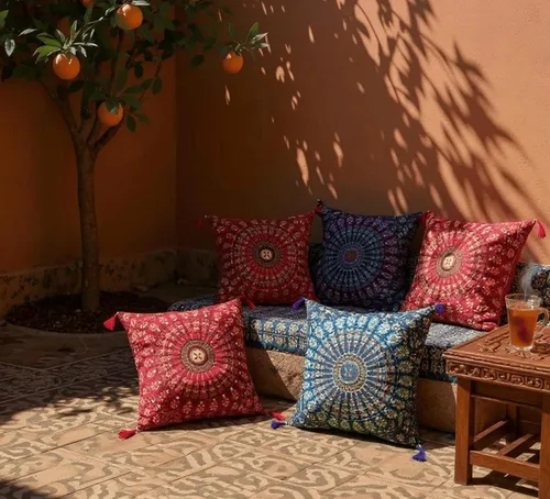 Miniatura 3 de Juego de 5 fundas de almohadas decorativas bohemias - Cojines decorativos de seda para sofá, sillón y cama - Decoración del hogar de inspiración