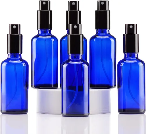 Miniatura 15 de YIZHAO Botellas de vidrio ámbar de 1 oz, con pequeño aerosol de niebla fina, tapa de metal, recargable para aceite esencial, viajes, limpieza