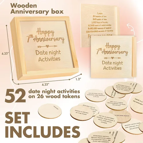 Miniatura 2 de Regalos de 7º Aniversario de STOFINITY en Madera para Él Ella - 7º Regalo de Boda para Hombres Mujeres, Regalos de 7 Años de Matrimonio para Esposo
