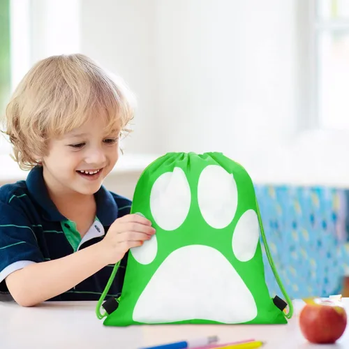 Miniatura 5 de Shappy 24 mochilas con cordón y estampado de patas, bolsa con cordón para cachorros, bolsas reutilizables a granel para regalo de dulces