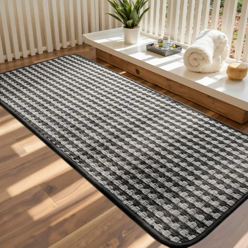 Miniatura 19 de Tapetes de baño antideslizantes delgados para debajo de la puerta, tapetes de baño de secado rápido absorbentes con respaldo de goma trenzado