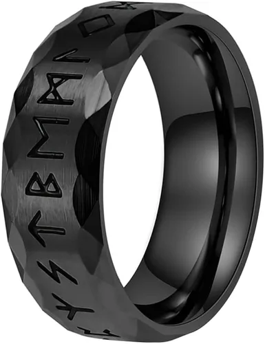 Nanafast Anillos vikingos para hombres, mujeres, platanegrovintage, anillos nórdicos de acero inoxidable para hombres, anillos vikingos runas para